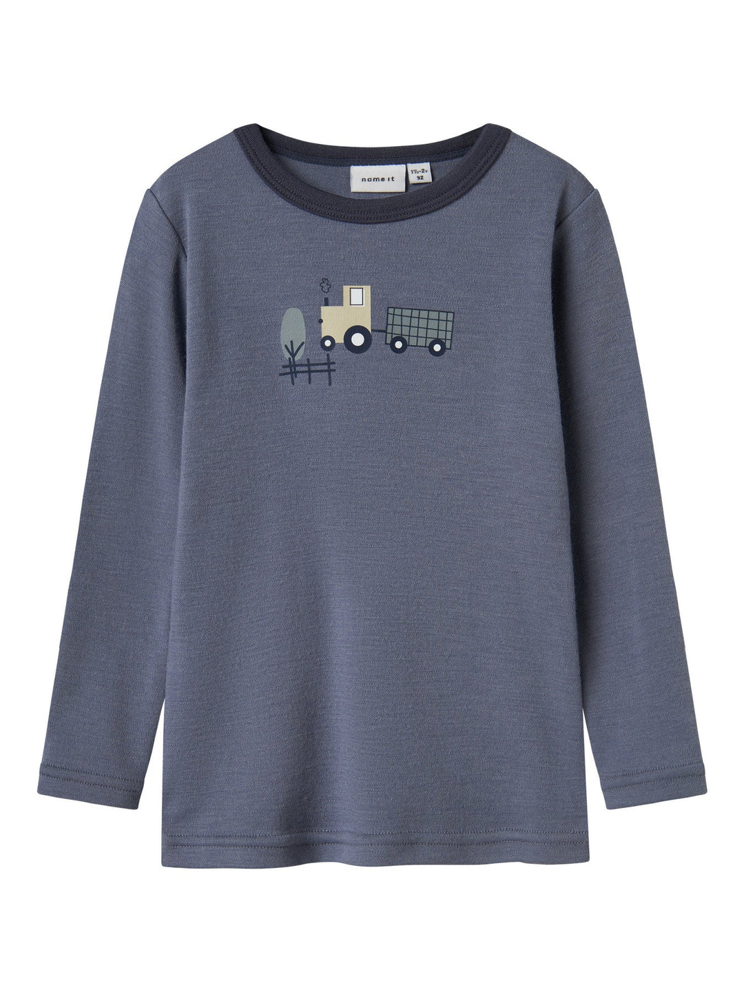 Name It Willit Ulltskjorte med lange ermer – Folkstone Gray Tractor for barn - Brobrobrille