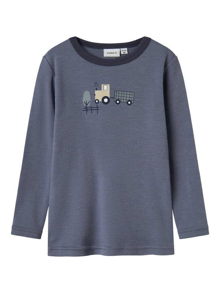 Name It Willit Ulltskjorte med lange ermer – Folkstone Gray Tractor for barn - Brobrobrille