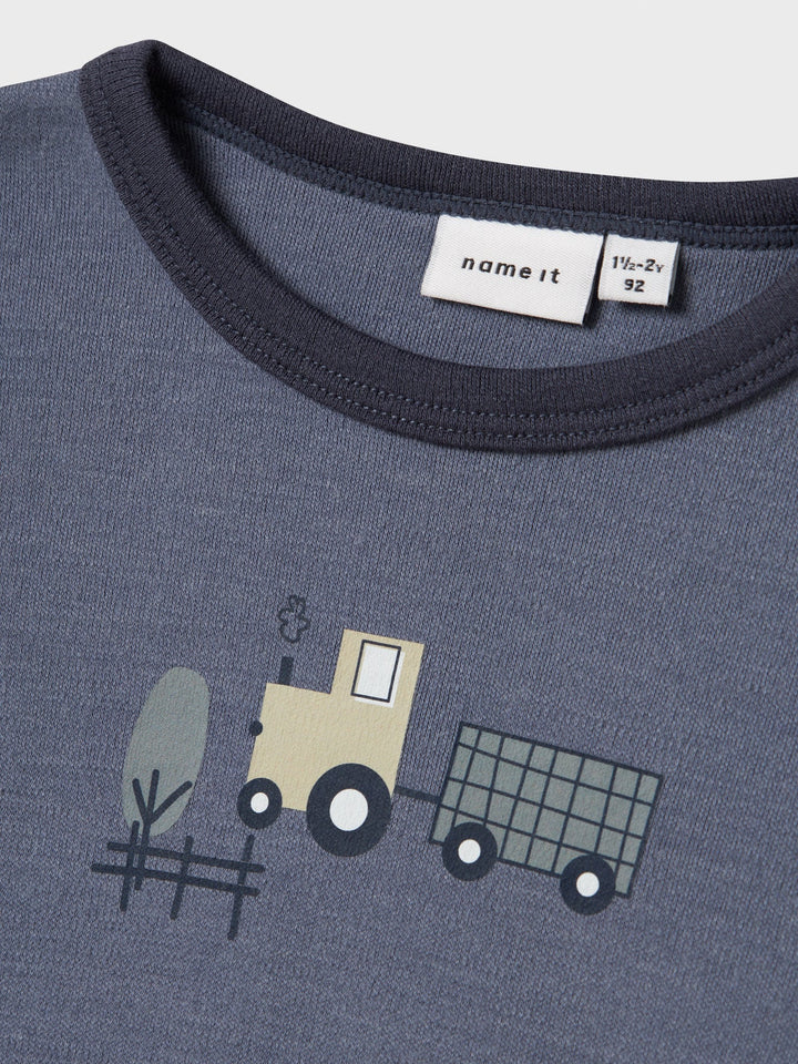 Name It Willit Ulltskjorte med lange ermer – Folkstone Gray Tractor for barn - Brobrobrille