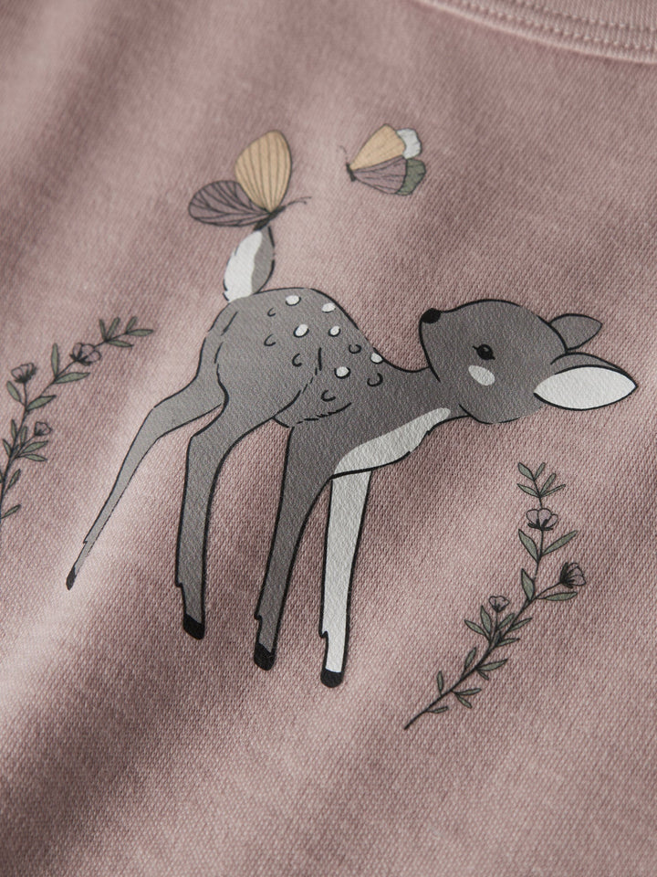 Name It Willitus Ull T - skjorte med lange ermer – Shadow Gray Deer for barn - Brobrobrille