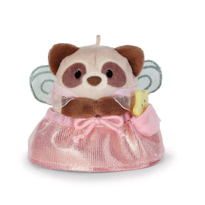 NICI MyMochi Plysj 8 cm - Vaskebjørn Rakuma med Tryllestav/Fe klær for barn - Brobrobrille