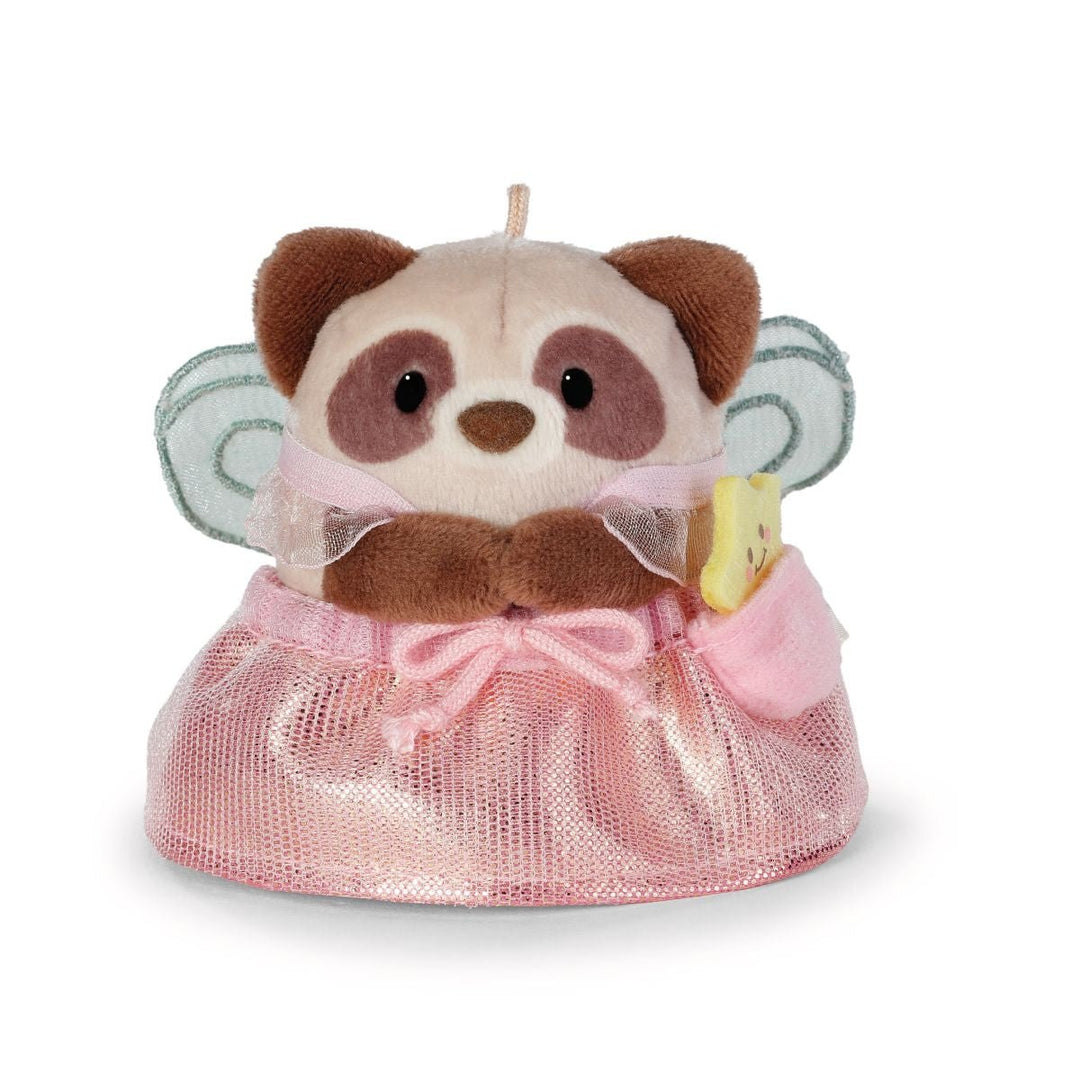 NICI MyMochi Plysj 8 cm - Vaskebjørn Rakuma med Tryllestav/Fe klær for barn - Brobrobrille