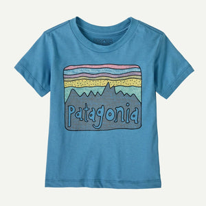 Patagonia Baby Fitz Roy Skies T - skjorte - Shore Blue for barn - Brobrobrille