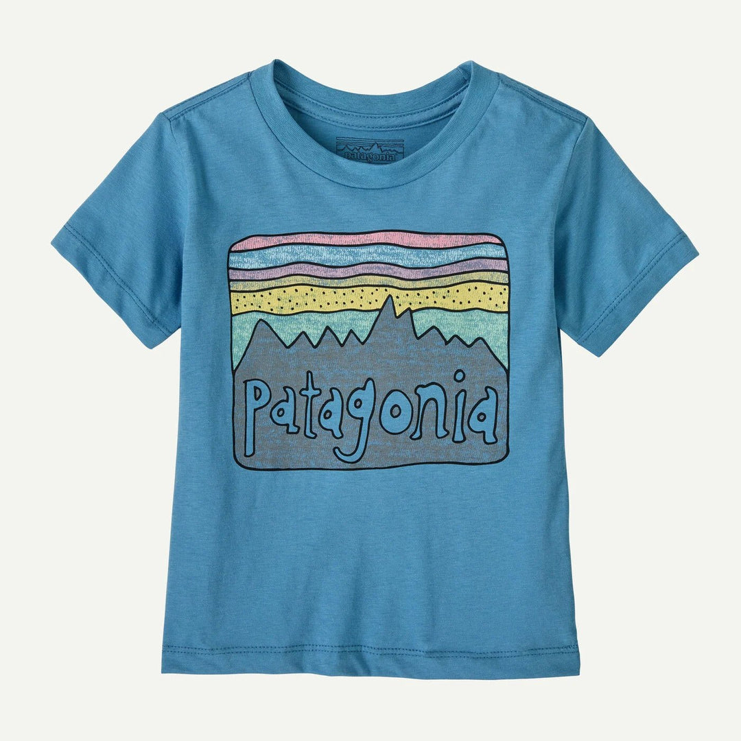 Patagonia Baby Fitz Roy Skies T - skjorte - Shore Blue for barn - Brobrobrille