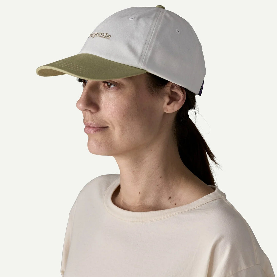 Patagonia Fitz Roy Icon Caps - Text Logo: Birch White / Gumtree Green for barn - Brobrobrille