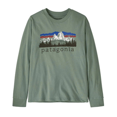 Patagonia Kids Graphic Langermet T-skjorte - Fitz Roy : Cover Green for barn - Brobrobrille