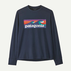 Patagonia Kids L/S Cap SW Langermet T - skjorte - Boardshort Logo: New Navy for barn - Brobrobrille
