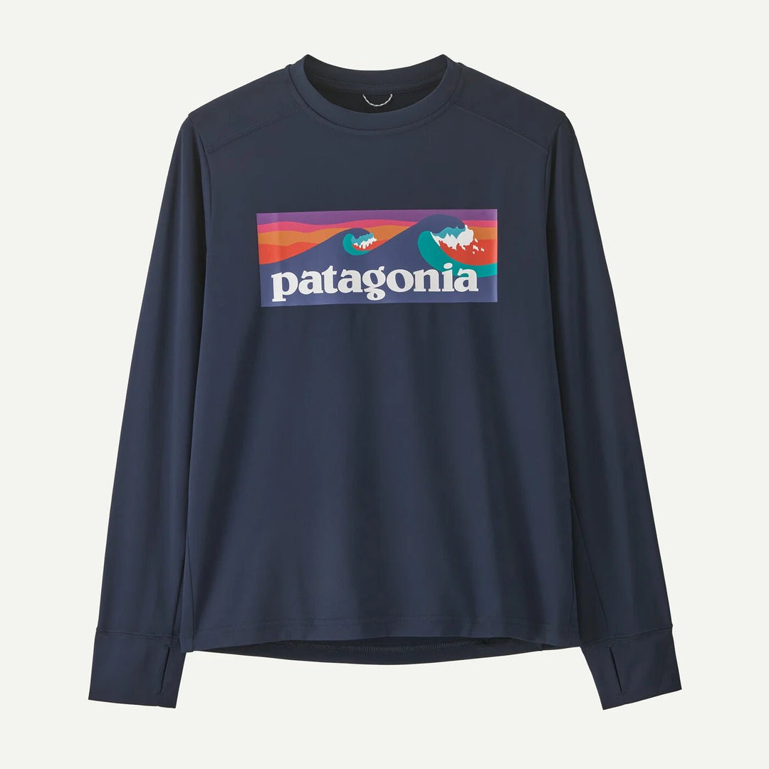 Patagonia Kids L/S Cap SW Langermet T - skjorte - Boardshort Logo: New Navy for barn - Brobrobrille