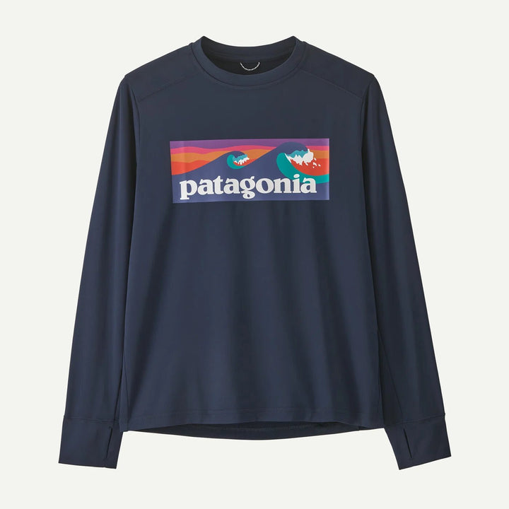 Patagonia Kids L/S Cap SW Langermet T - skjorte - Boardshort Logo: New Navy for barn - Brobrobrille