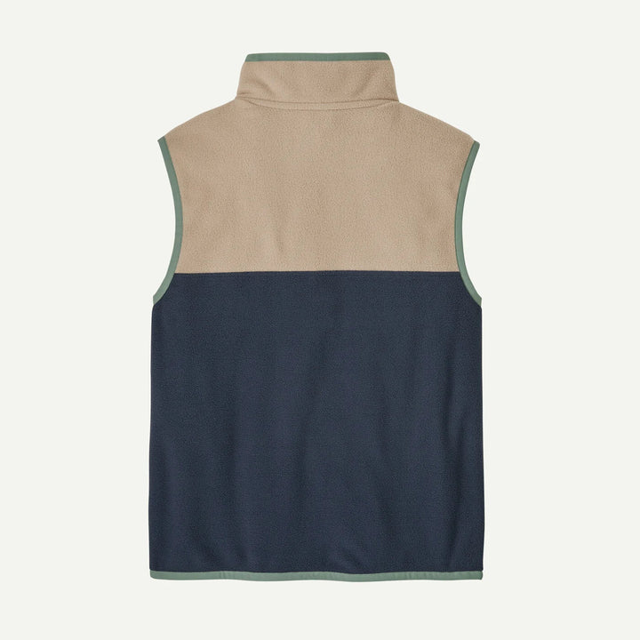 Patagonia Kids Micro D Snap-T fleecevest - Smolder Blue w/Oar Tan for barn - Brobrobrille
