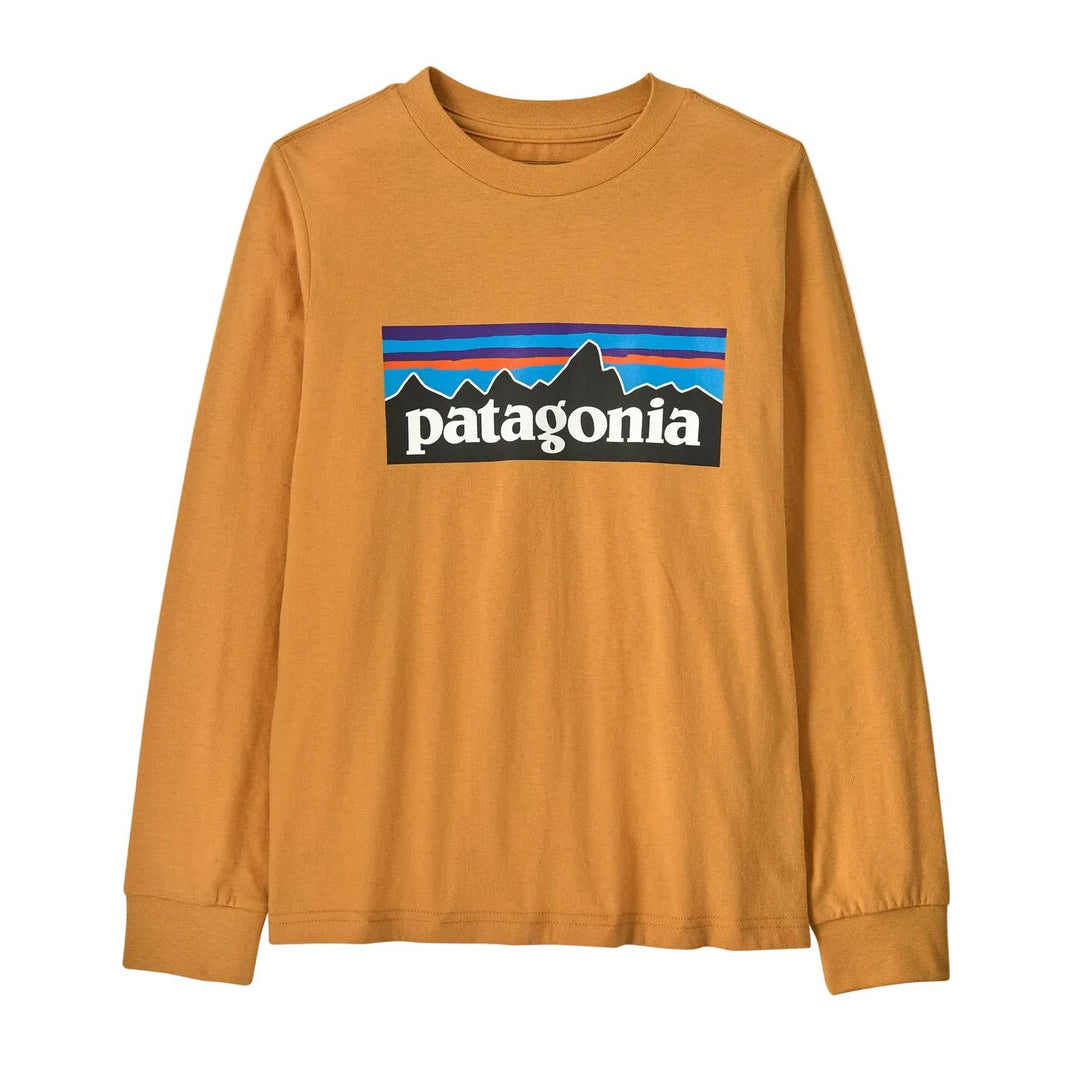 Patagonia Kids P-6 Logo langermet T-skjorte - Dried Mango for barn - Brobrobrille