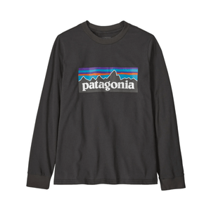 Patagonia Kids P-6 Logo Langermet T-skjorte - Ink Black for barn - Brobrobrille