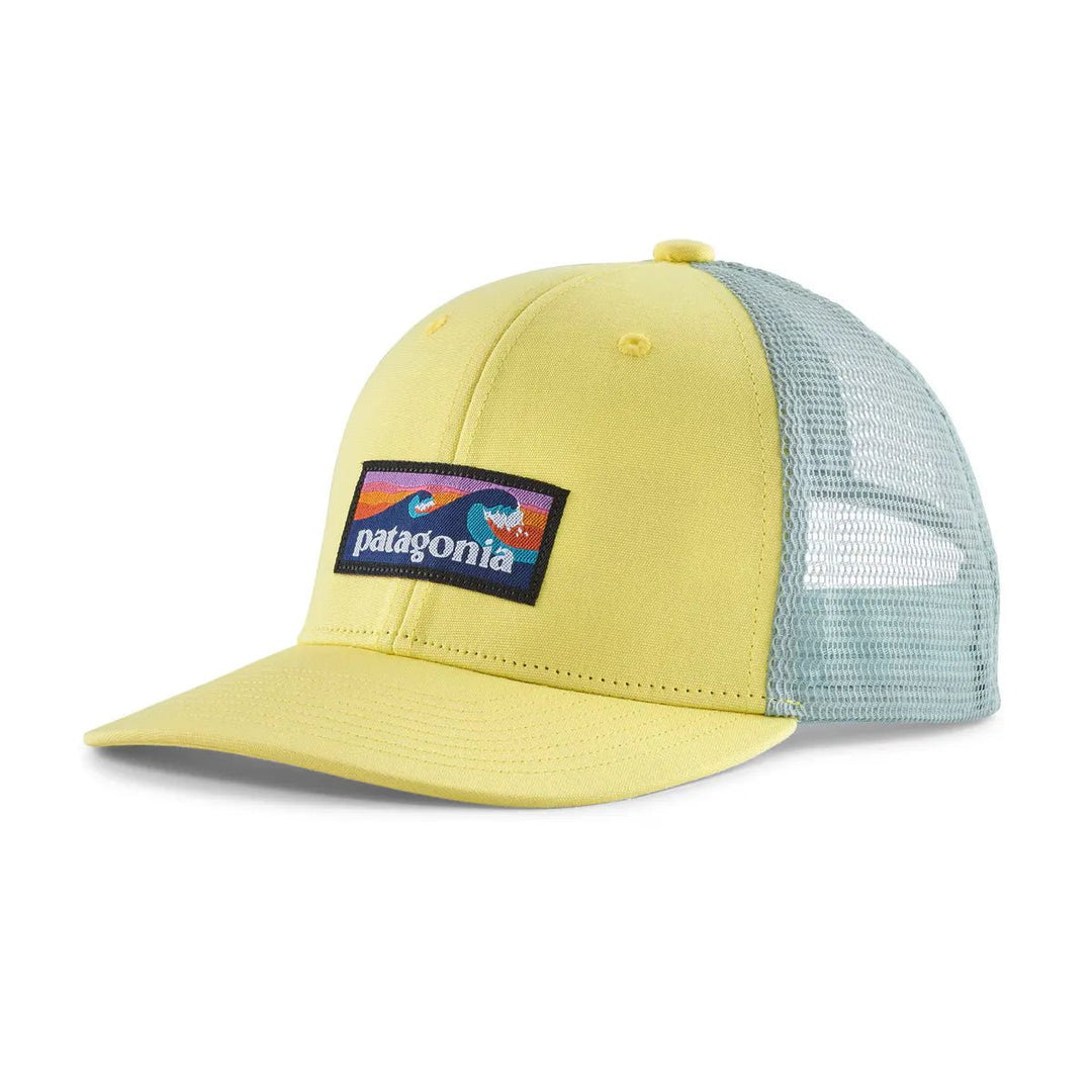 Patagonia Kids Trucker Hat - Board Logo: Lemon Zest for barn - Brobrobrille