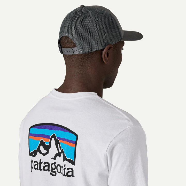 Patagonia P-6 Logo Trucker Hat - White w/Rusty Red for barn - Brobrobrille