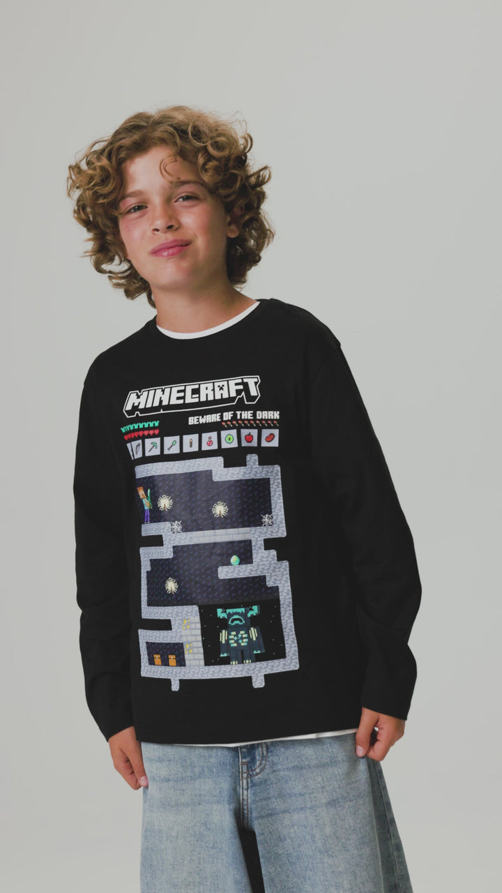 Name It Mar Minecraft Langermet T-skjorte - Black