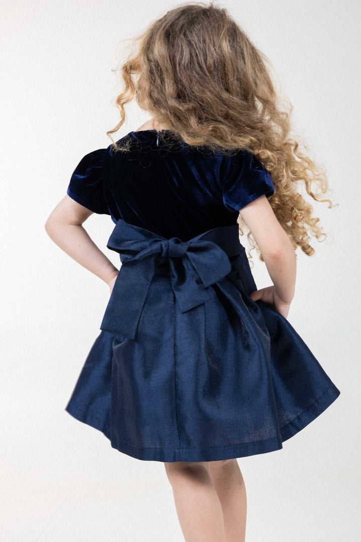 Prinsessefin Kate Velvet Kjole – Navy for barn - Brobrobrille