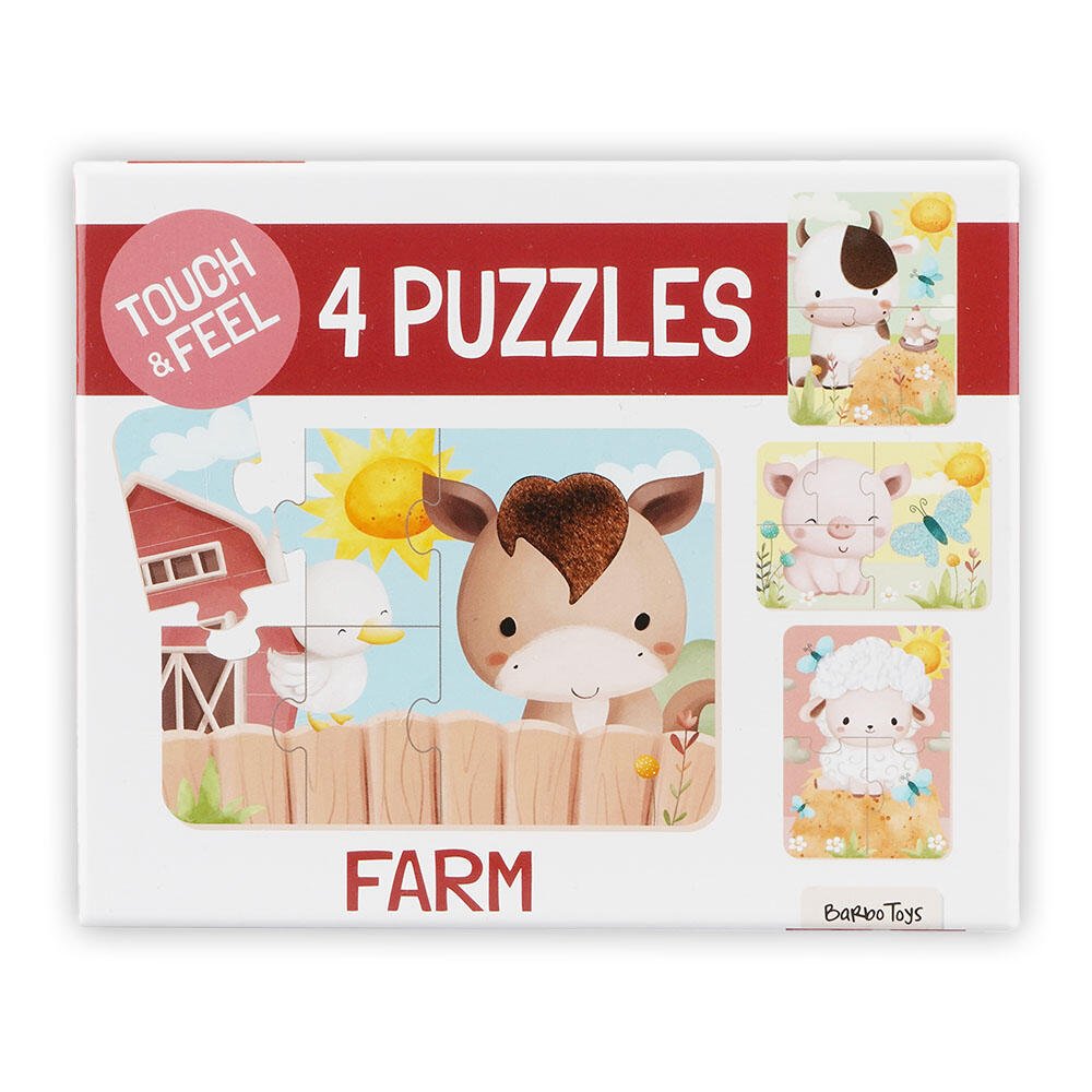 Puslespill – Gård Berør & Føl (4 sensoriske puslespill) for barn - Brobrobrille