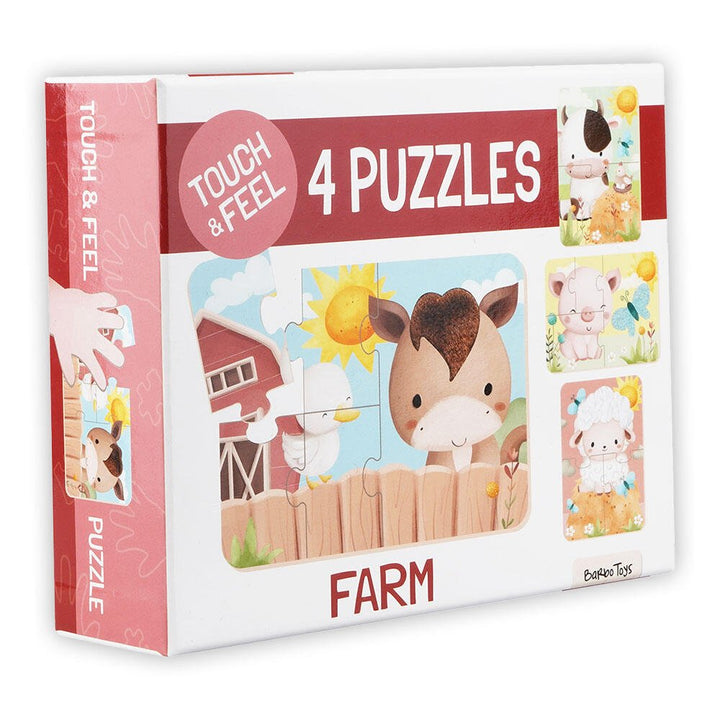 Puslespill – Gård Berør & Føl (4 sensoriske puslespill) for barn - Brobrobrille