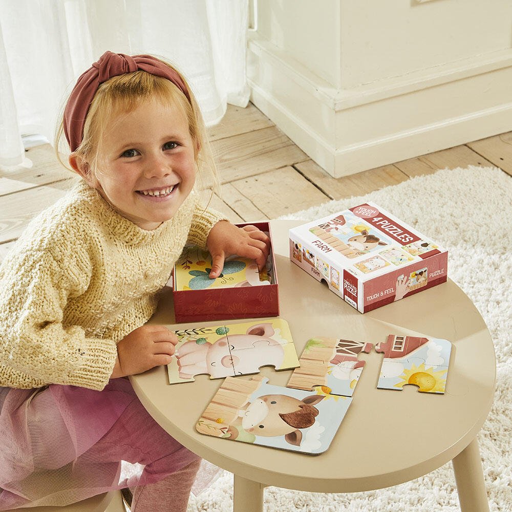 Puslespill – Gård Berør & Føl (4 sensoriske puslespill) for barn - Brobrobrille