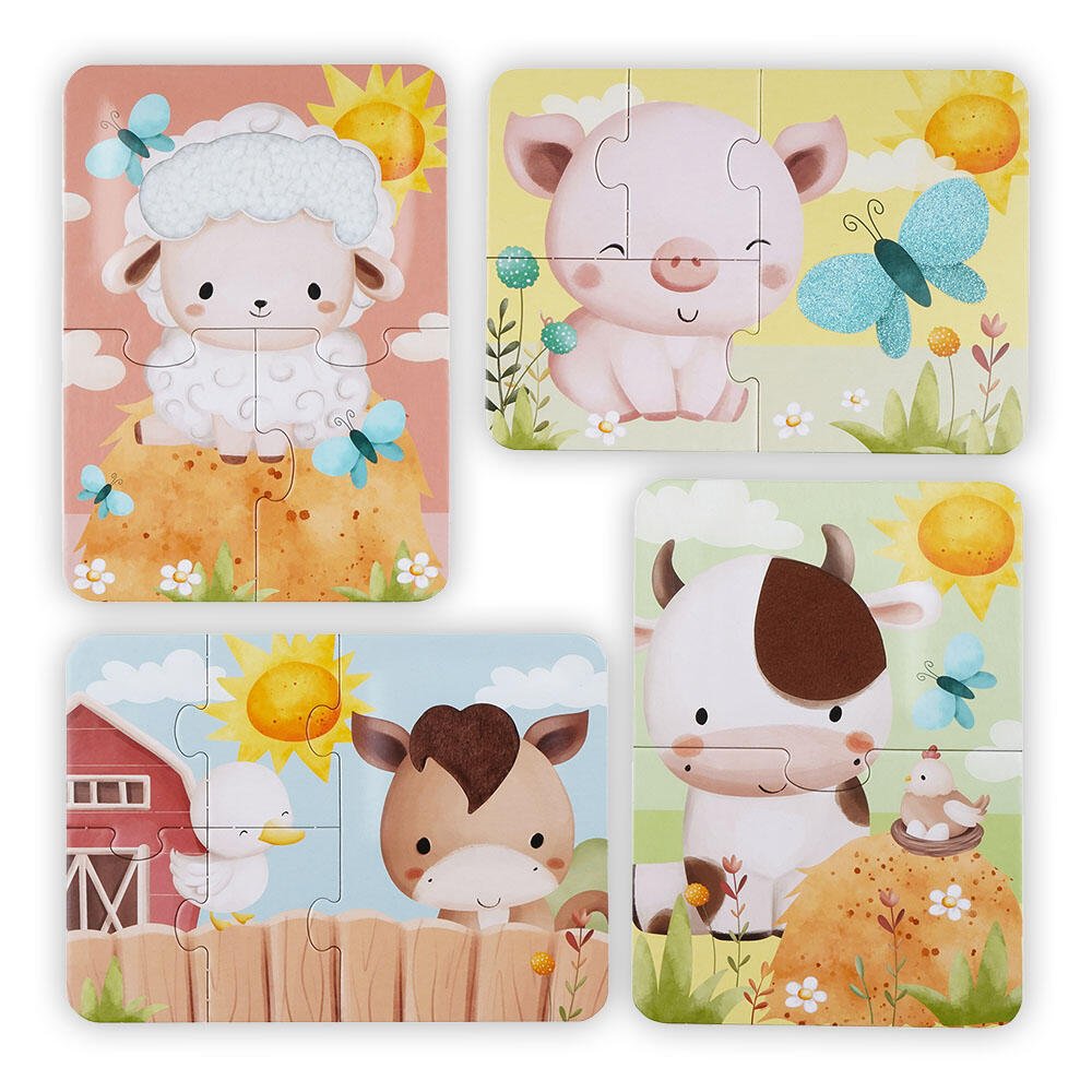 Puslespill – Gård Berør & Føl (4 sensoriske puslespill) for barn - Brobrobrille