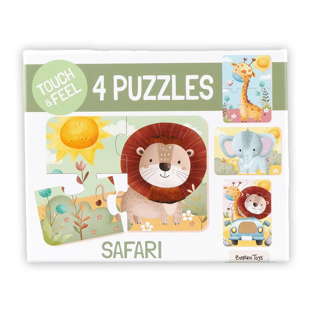 Puslespill – Safari Berør & Føl (4 sensoriske puslespill) for barn - Brobrobrille