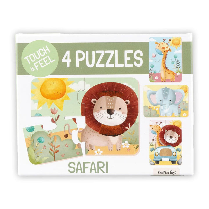 Puslespill – Safari Berør & Føl (4 sensoriske puslespill) for barn - Brobrobrille