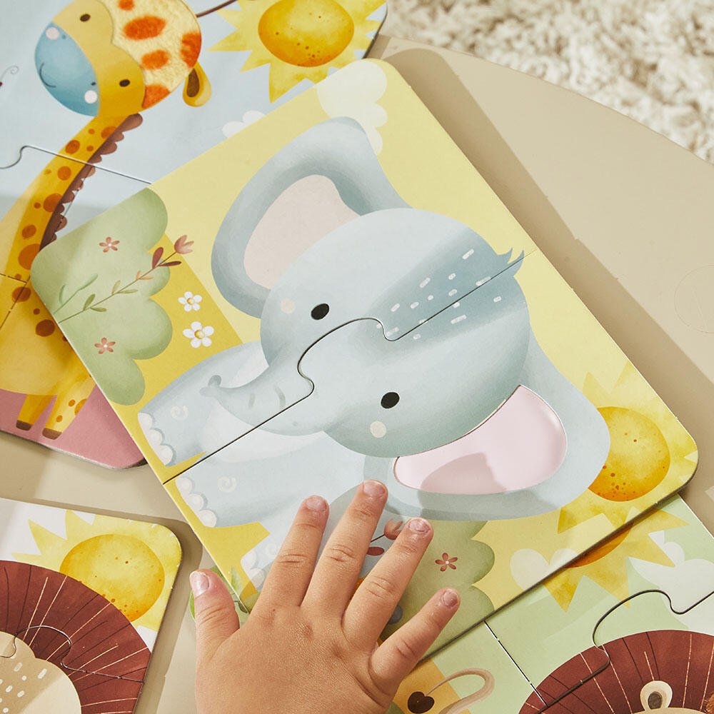 Puslespill – Safari Berør & Føl (4 sensoriske puslespill) for barn - Brobrobrille