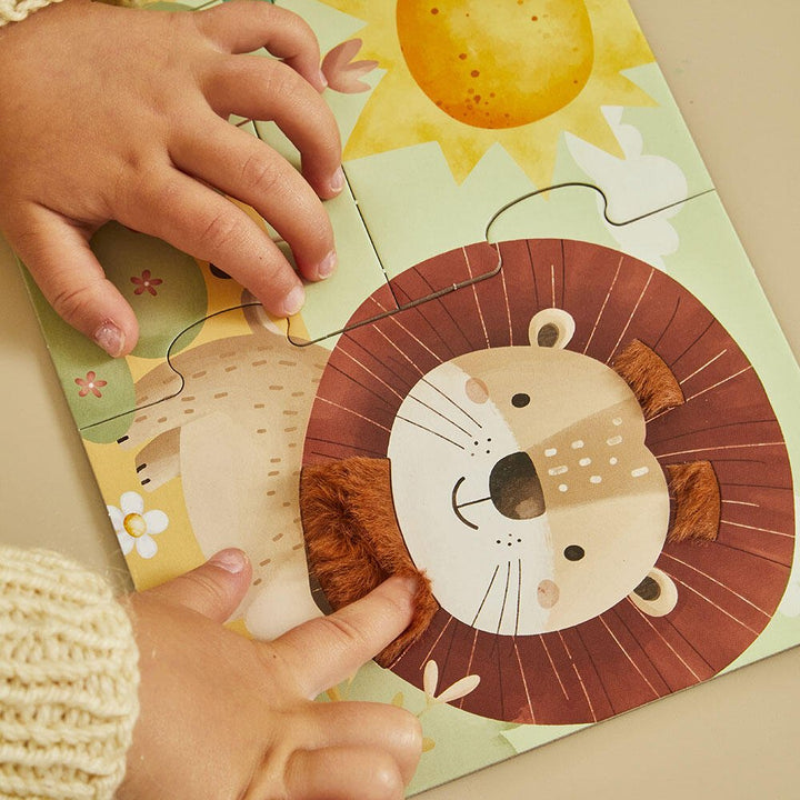 Puslespill – Safari Berør & Føl (4 sensoriske puslespill) for barn - Brobrobrille