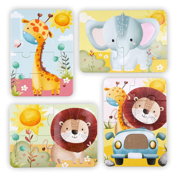 Puslespill – Safari Berør & Føl (4 sensoriske puslespill) for barn - Brobrobrille
