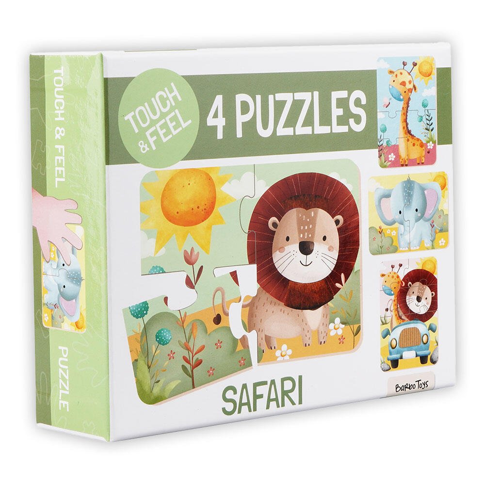 Puslespill – Safari Berør & Føl (4 sensoriske puslespill) for barn - Brobrobrille