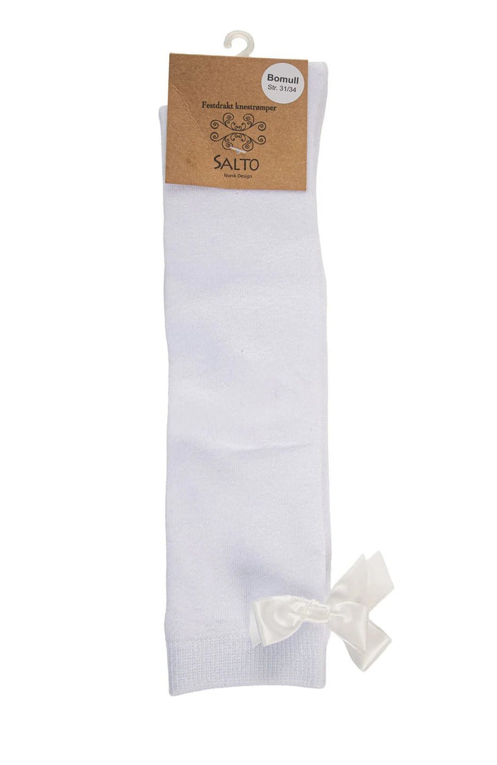 Salto Knestrømper med Sløyfe - Hvit for barn - Brobrobrille