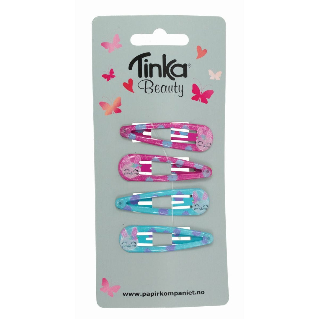 Tinka Beauty Hårclips 4 stk – Rosa & Turkis Kanin for barn - Brobrobrille