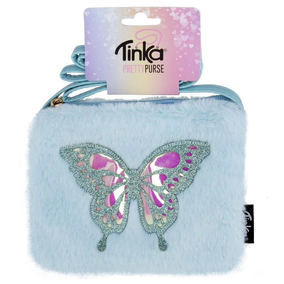 Tinka Pretty Purse Veske Plysj med Sommerfugl - Lyseblå for barn - Brobrobrille