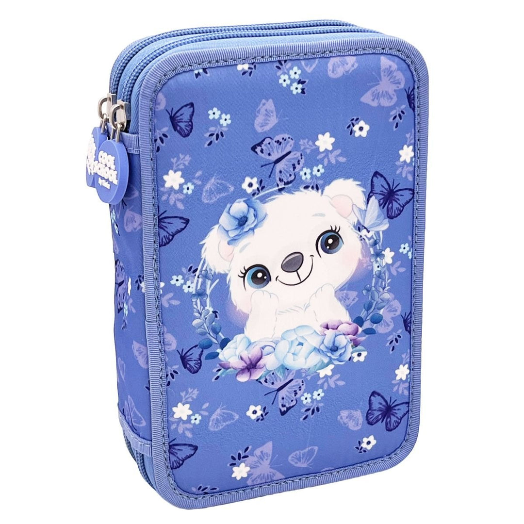 Tinka Teddy Dobbelt Pennal med Innhold - Lilla for barn - Brobrobrille