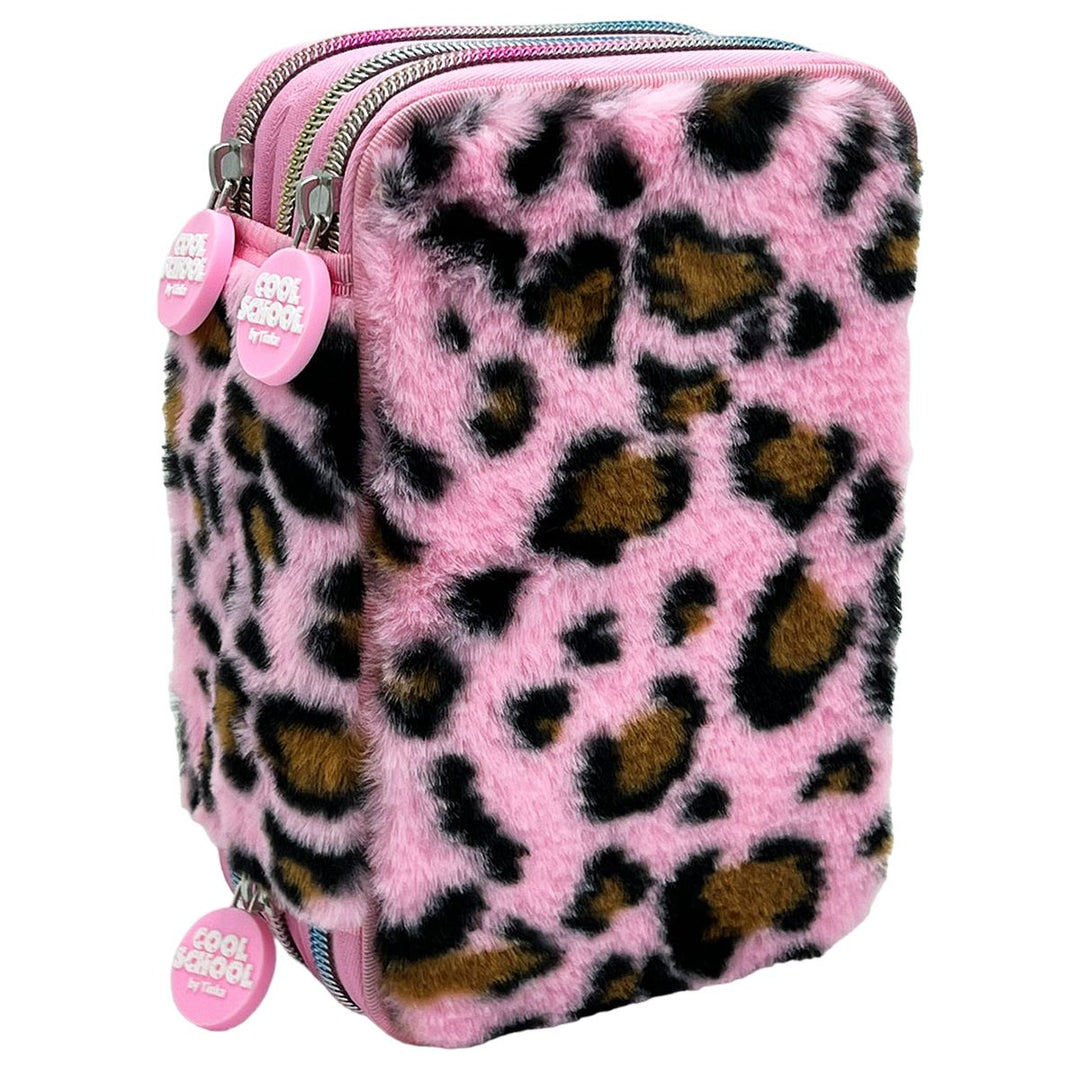 Tinka Trippelt Pennal Rosa Leopard Plysj for barn - Brobrobrille