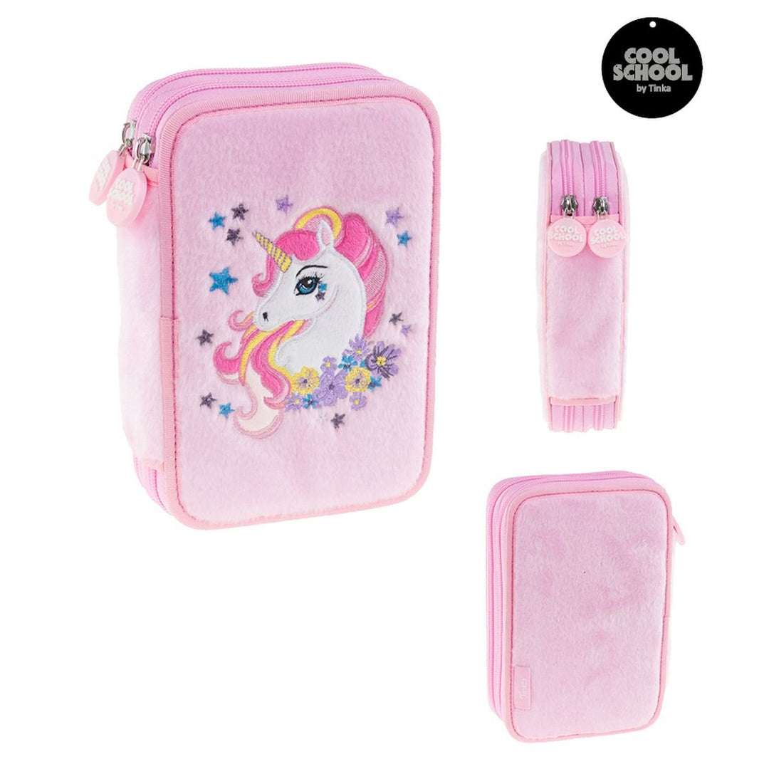 Tinka Unicorn Dobbelt Pennal med Innhold - Rosa for barn - Brobrobrille