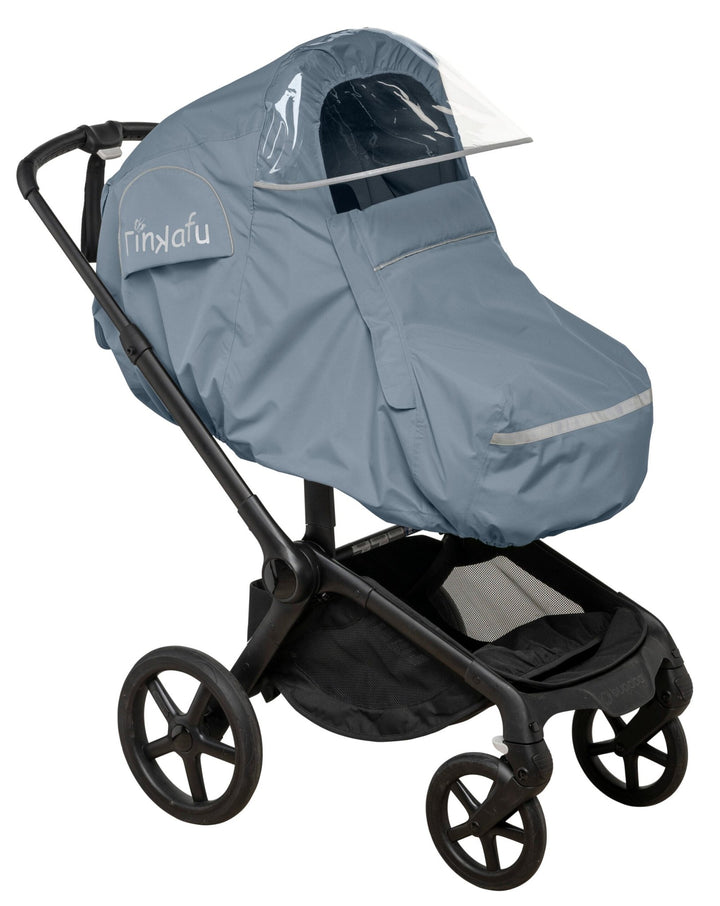 Tinkafu regntrekk med skjerm - Magic print i dueblå til barnevogn for barn - Brobrobrille