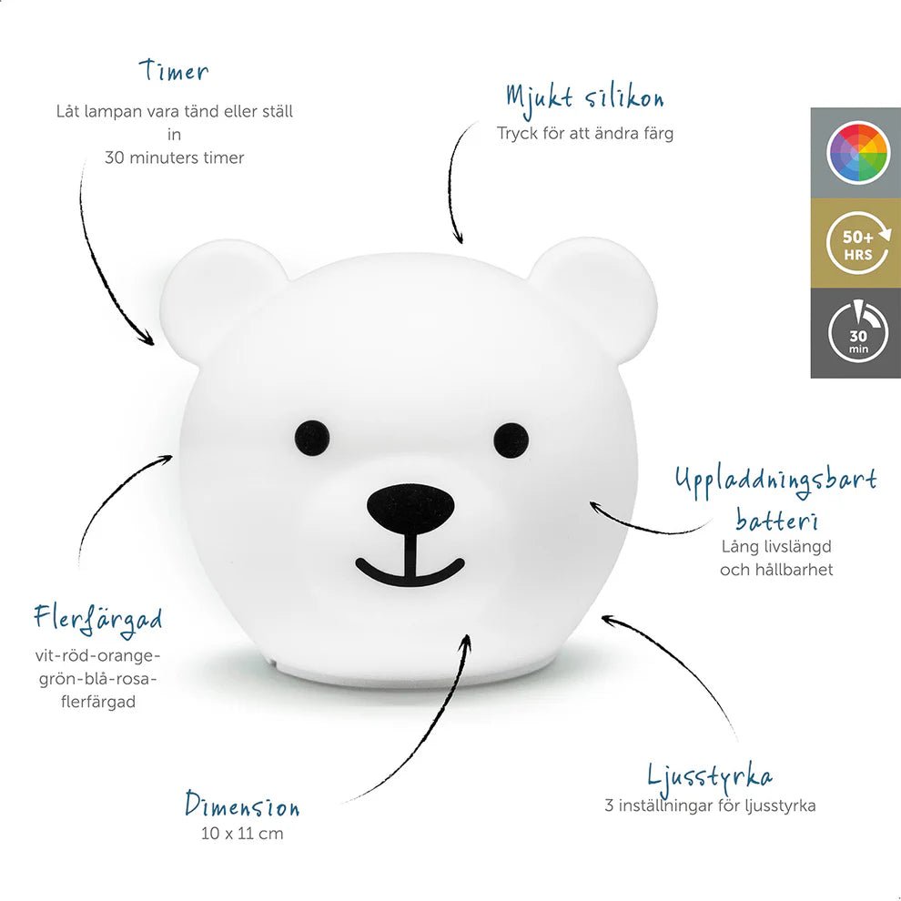 Zazu Nattlampe Bor Bjørn – Hvit for barn - Brobrobrille