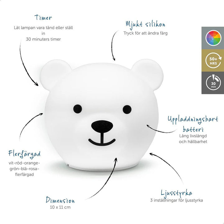 Zazu Nattlampe Bor Bjørn – Hvit for barn - Brobrobrille